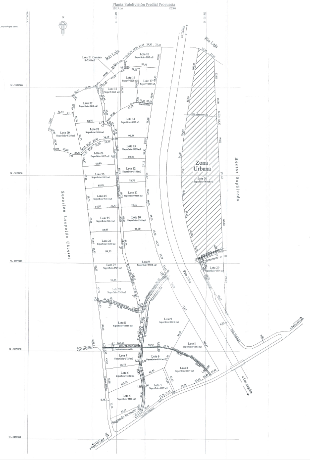 Plano oficial del Lote 30 con zonificación urbana